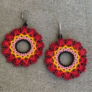 Handcrafted Beaded Earring Rounds On 925 Sterling Silver Lever Back Wires